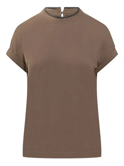 BRUNELLO CUCINELLI EMBELLISHED-NECKLINE T-SHIRT