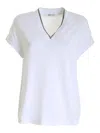 Brunello Cucinelli Stretch Cotton Top In White