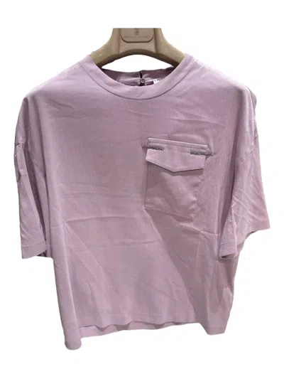 Brunello Cucinelli Embellished-pocket Top In Purple