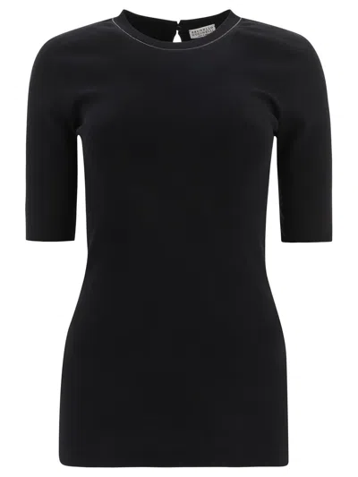 Brunello Cucinelli Embellished Short-sleeved T-shirt In Nero