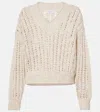 Brunello Cucinelli Embellished Silk And Linen-blend Sweater In Beige