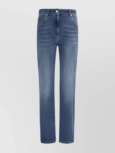 BRUNELLO CUCINELLI EMBELLISHED SKINNY COTTON JEANS WITH CONTRAST STITCHING