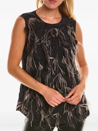 Brunello Cucinelli Embellished Sleeveless Top In Black