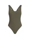 Brunello Cucinelli One Piece Swimsuit Scoop Neckline High Cut In Brown