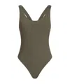 Brunello Cucinelli One Piece Swimsuit Scoop Neckline High Cut In Green