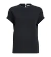 Brunello Cucinelli Stretch Cotton Jersey T-shirt With Precious Faux Layering In Black