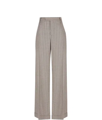 Brunello Cucinelli Embellished Striped Loose Flared Trousers In Multi