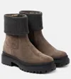 Brunello Cucinelli Monili Suede Chelsea Boots In Torba