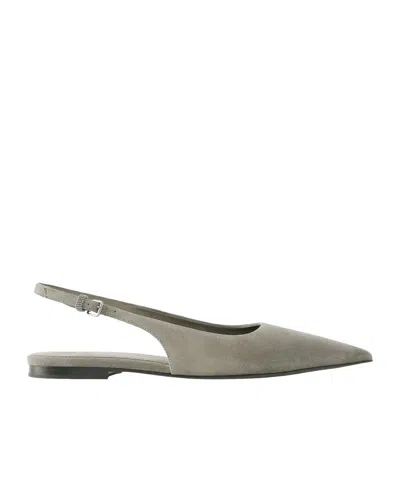 Brunello Cucinelli Embellished Suede Slingback Flats In Multi