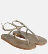 Brunello Cucinelli Embellished Suede Thong Sandals In Darg Beige
