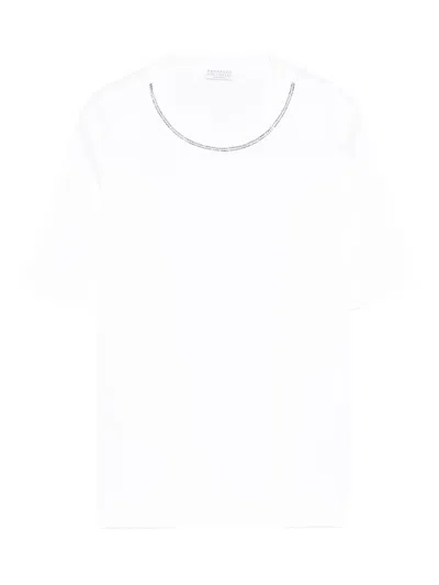 Brunello Cucinelli Embellished T-shirt In White