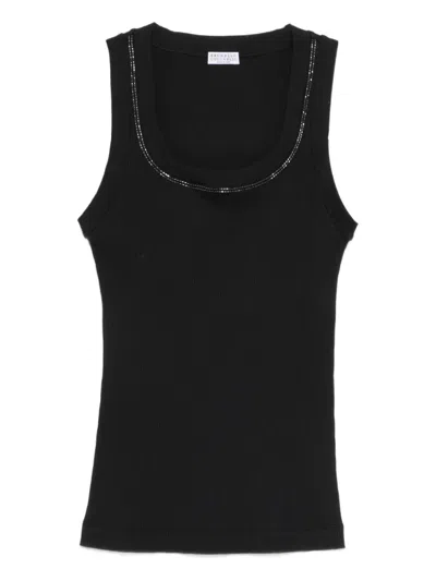 Brunello Cucinelli Embellished Tank Top In Black