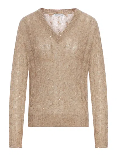 BRUNELLO CUCINELLI BRUNELLO CUCINELLI EMBELLISHED V-NECK JUMPER