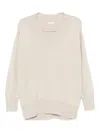 Brunello Cucinelli Embellished V-neck Sweater In Neutral