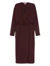 Brunello Cucinelli Embellished Wrap Dress In Burgundy