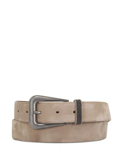 Brunello Cucinelli Embellished-buckle Belt In Gray