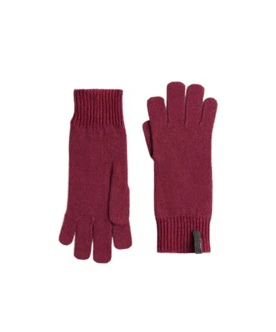 Brunello Cucinelli Kids' Embellished-tap Gloves In Burgundy