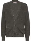 Brunello Cucinelli Cardigan With Metal Buttons In Grey