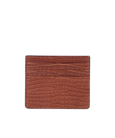 Brunello Cucinelli Embossed Card Holder In Brown