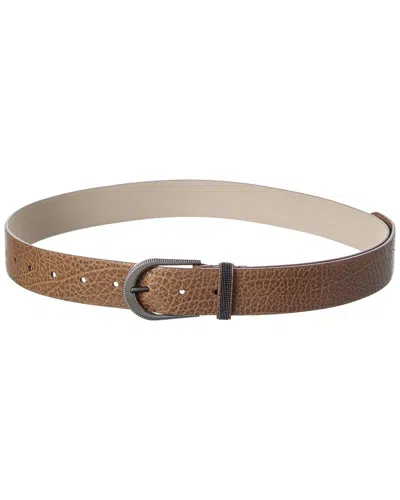 Brunello Cucinelli Embossed Leather Belt In Purple
