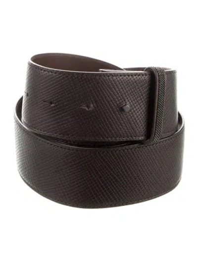 Pre-owned Brunello Cucinelli Embossed Leather Belt In Brown