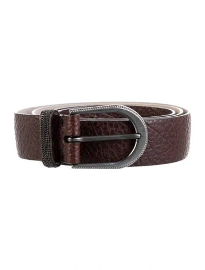 Pre-owned Brunello Cucinelli Embossed Leather Belt In Brown