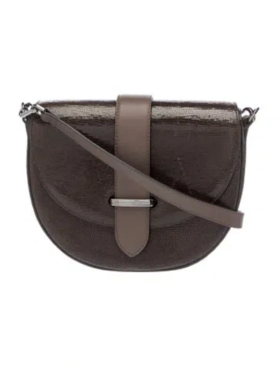 Pre-owned Brunello Cucinelli Embossed Leather Crossbody Bag In Brown