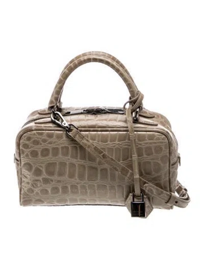 Pre-owned Brunello Cucinelli Embossed Leather Top Handle Bag W/ Tags In Green
