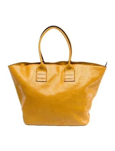 Pre-owned Brunello Cucinelli Embossed Leather Tote In Yellow