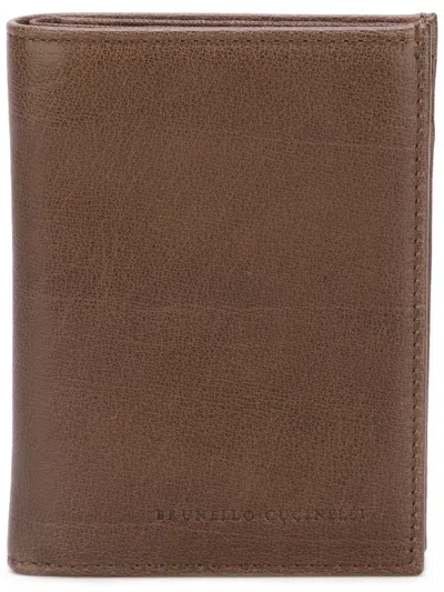 Brunello Cucinelli Embossed Logo Wallet In Brown