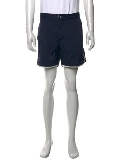 Pre-owned Brunello Cucinelli Embroidered Accent Swim Trunks In Blue