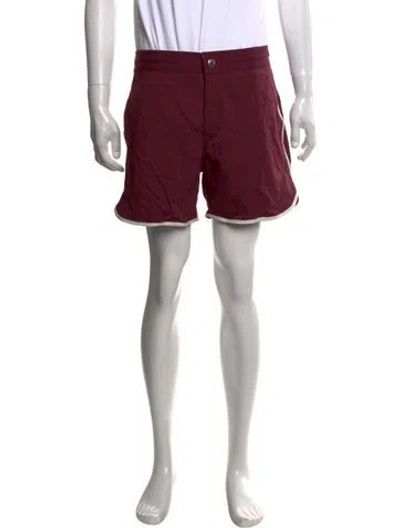Pre-owned Brunello Cucinelli Embroidered Accent Swim Trunks W/ Tags In Burgundy