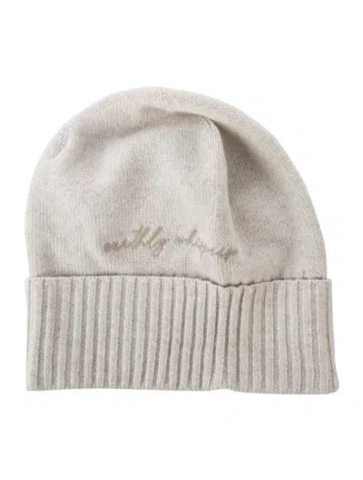 Pre-owned Brunello Cucinelli Embroidered Beanie Hat W/tags In White