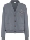 Brunello Cucinelli Monili Bead-embellished Cardigan In Gray