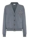 Brunello Cucinelli Monili Bead-embellished Cardigan In Grey