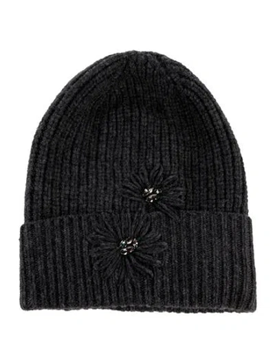Pre-owned Brunello Cucinelli Embroidered Cashmere Beanie In Gray