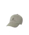 Brunello Cucinelli Embroidered Cotton Baseball Cap In Green