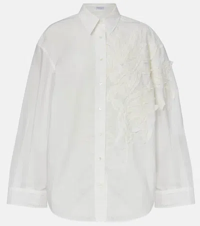 Brunello Cucinelli Embroidered Cotton-blend Poplin Shirt