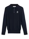Brunello Cucinelli Embroidered Cotton Polo Shirt In Blue