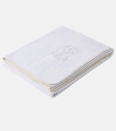 Brunello Cucinelli Embroidered Cotton Terry Towel In Gray