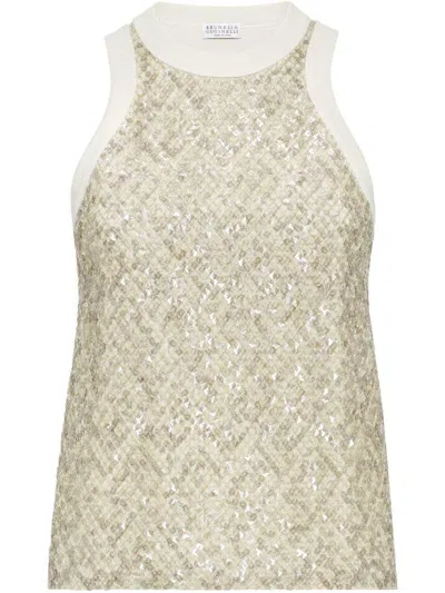 BRUNELLO CUCINELLI BRUNELLO CUCINELLI EMBROIDERED COTTON TOP