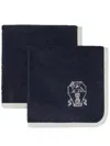 Brunello Cucinelli Set Of 2 Terrycloth Hand Towels (30cm X 30cm) In Blue