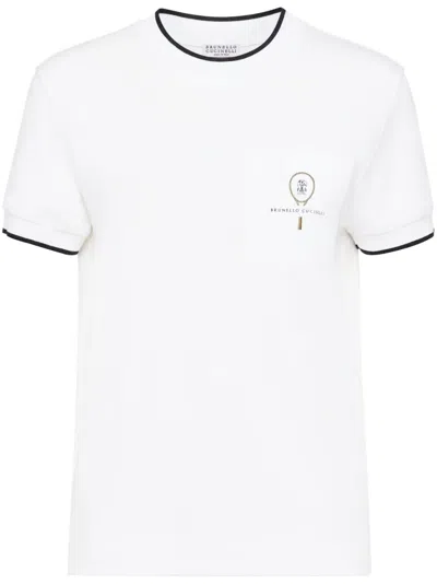 Brunello Cucinelli Logo Printed Crewneck T-shirt In White