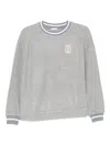 Brunello Cucinelli Grey Embroidered Logo Sweatshirt In Silver