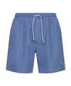 Brunello Cucinelli Embroidered Emblem Swim Shorts In Blue