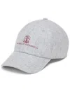 Brunello Cucinelli Grey Flannel Embroidered Baseball Cap In Gray