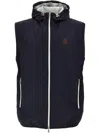 Brunello Cucinelli Blue Nylon Hooded Vest In Blue