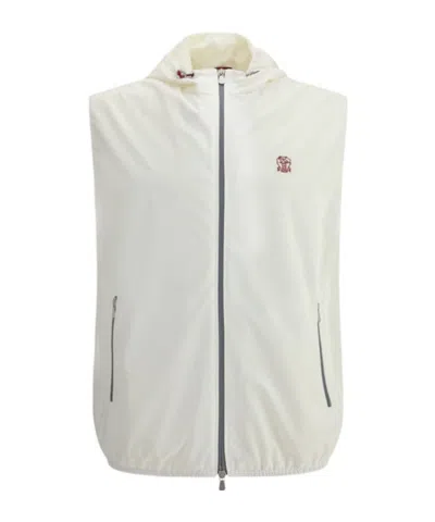 BRUNELLO CUCINELLI BRUNELLO CUCINELLI LOGO EMBROIDERED ZIP-UP GILET
