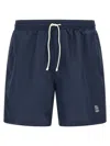 Brunello Cucinelli Straight-leg Mid-length Logo-embroidered Swim Shorts In Blue