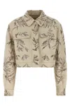 Brunello Cucinelli Women Outerwear In Cotton And Linen Canvas With Glistening Flora Embroidery